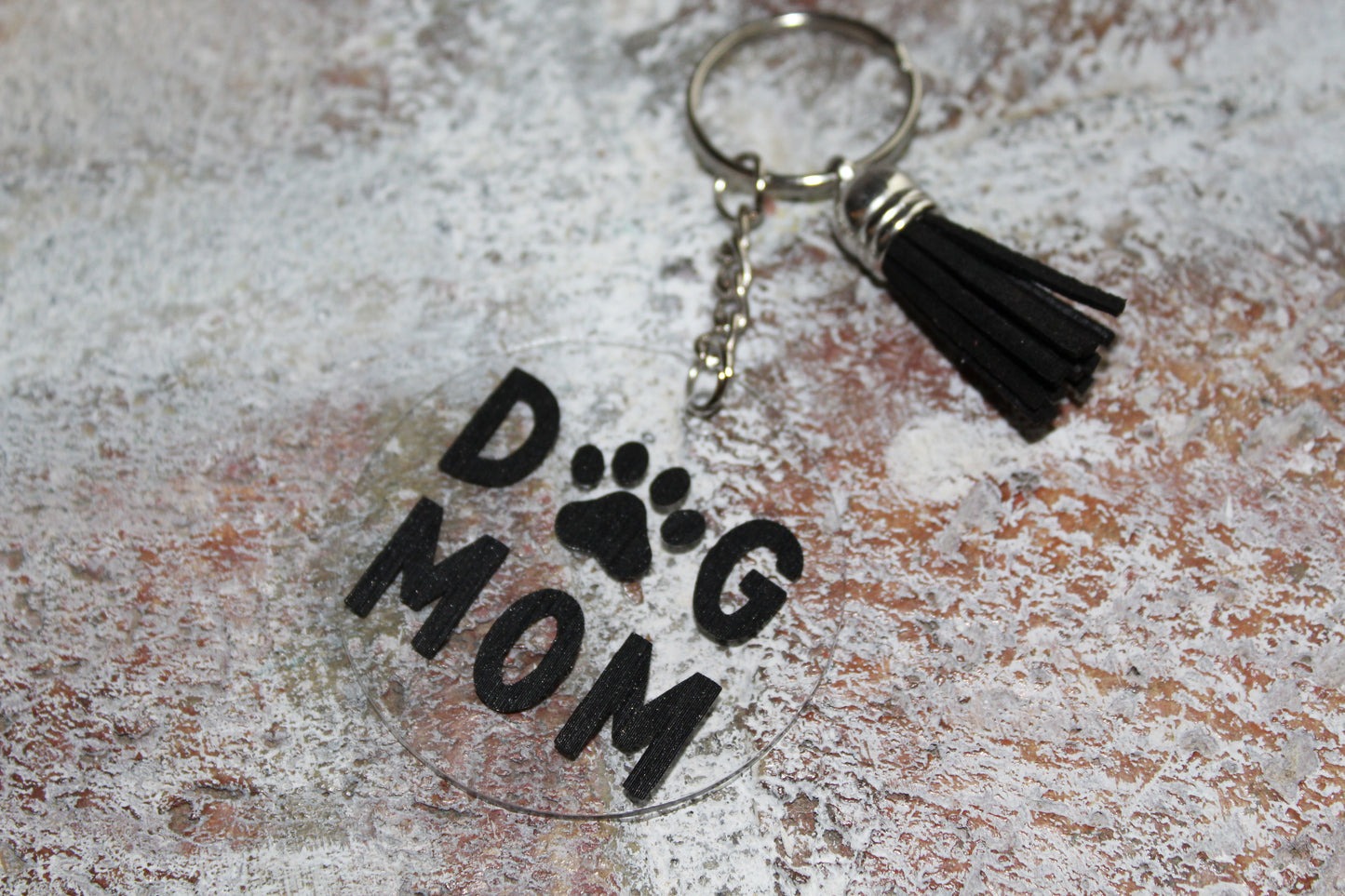 Dog Mom Keychain - Black