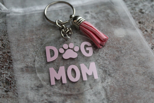 Dog Mom Keychain - Light Pink