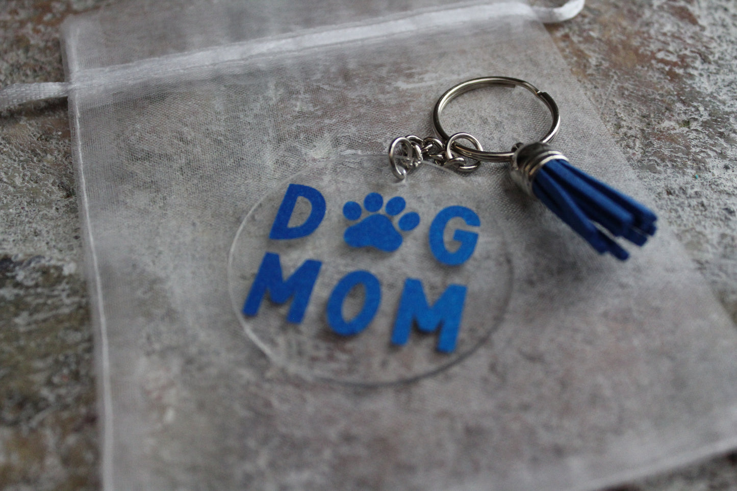 Dog Mom Keychain - Royal Blue Sparkle