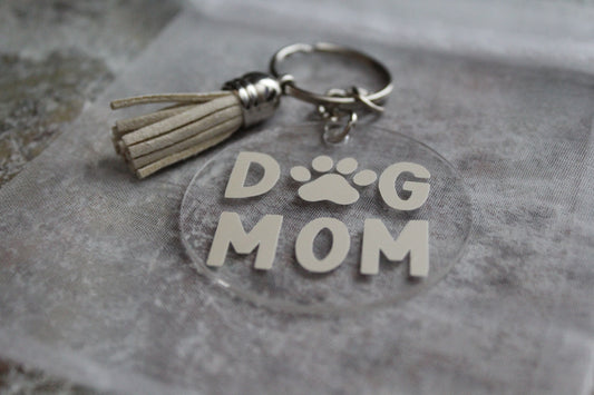 Dog Mom Keychain - Beige