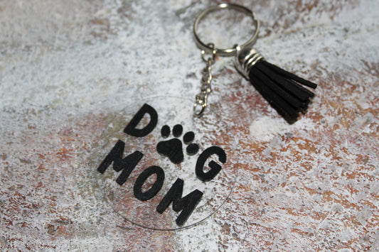 Dog Mom Keychain - Black