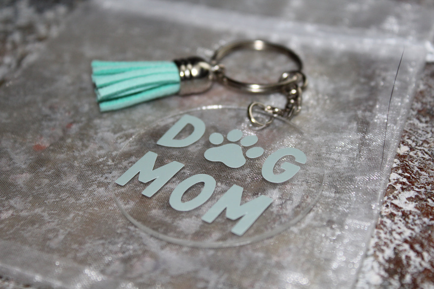 Dog Mom Keychain - Seafoam