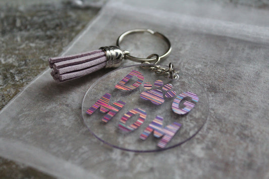 Dog Mom Keychain - Lavender Holographic