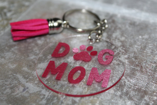 Dog Mom Keychain - Hot Pink