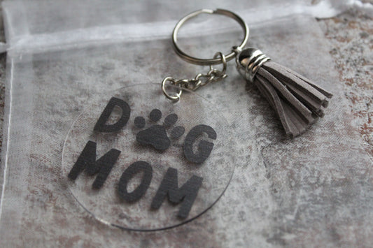 Dog Mom Keychain - Charcoal